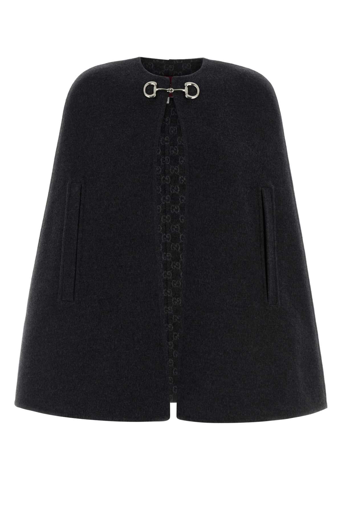 Gucci Women Charcoal Wool Blend Cape