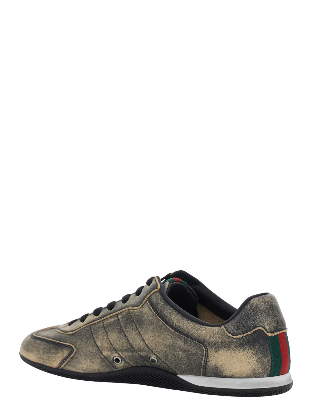 Gucci Women 'Elan' Black Low Top Sneakers With Web Detail On Tongue And Heel In Suede Woman - Image 3
