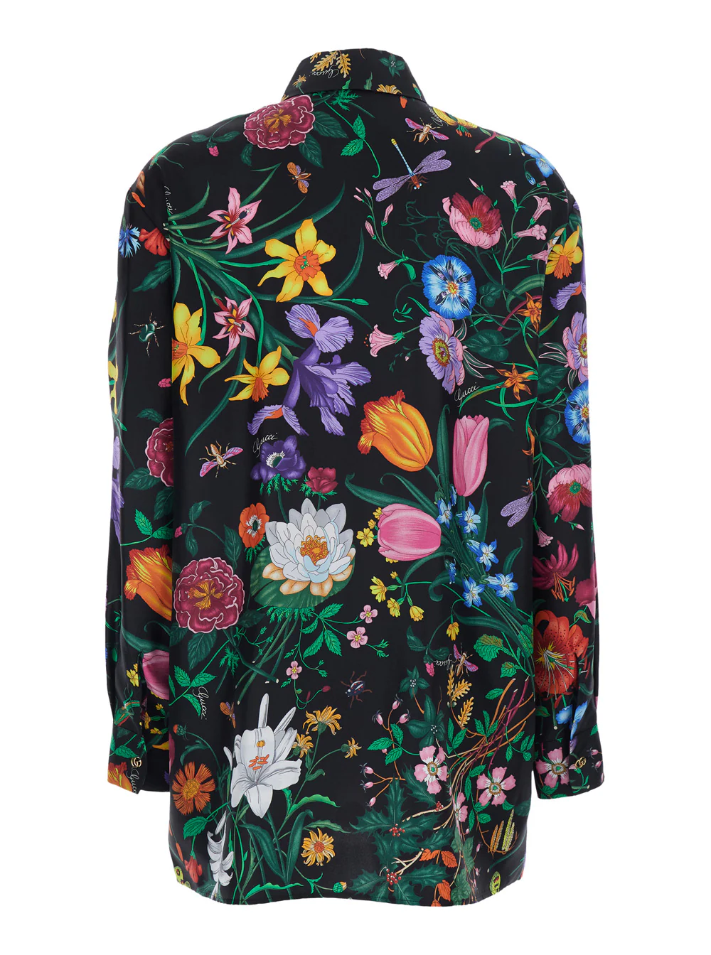Gucci Women Multicolor Long-Sleeved Shirt With Classic Collar And All-Over Floral Print In Silk Woman - Image 2