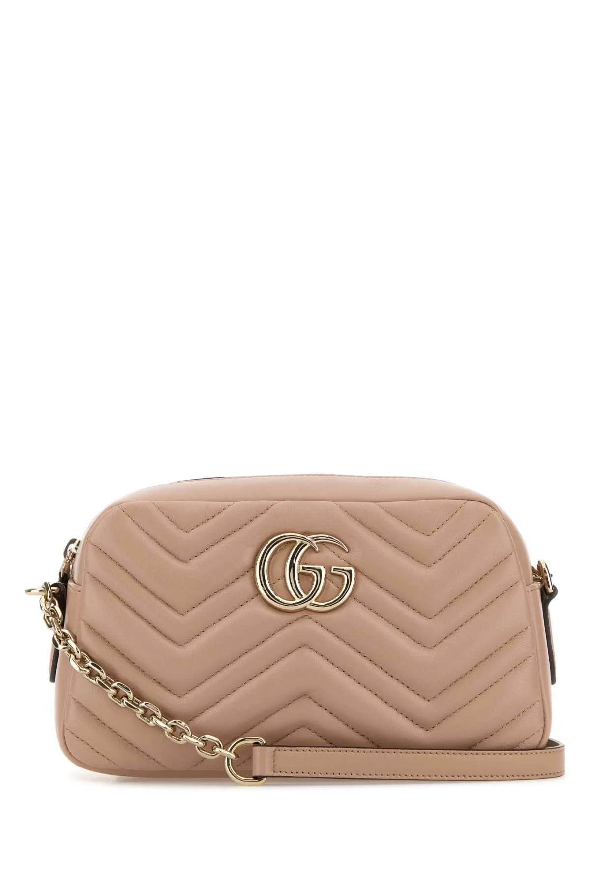 Gucci Women Pink Nappa Leather Gg Marmont Crossbody Bag