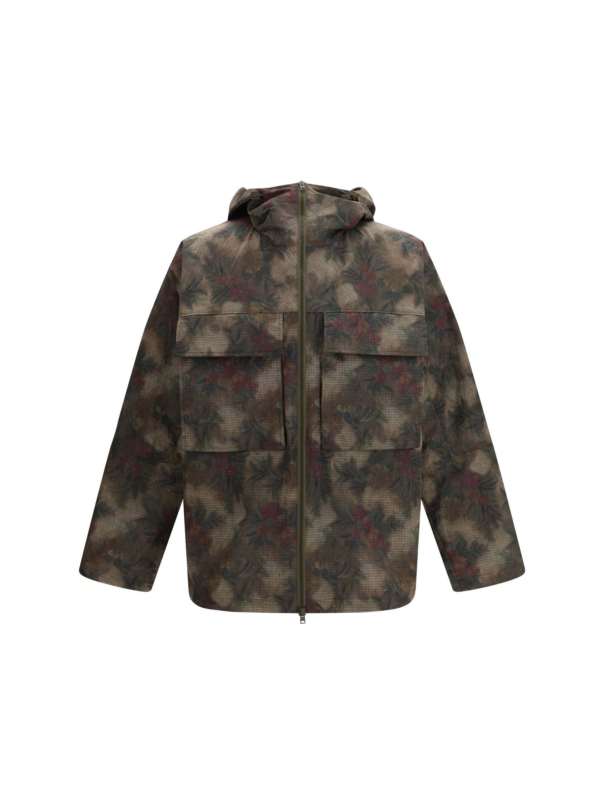 Herno Men Ripstop Parka With Tropical Pattern