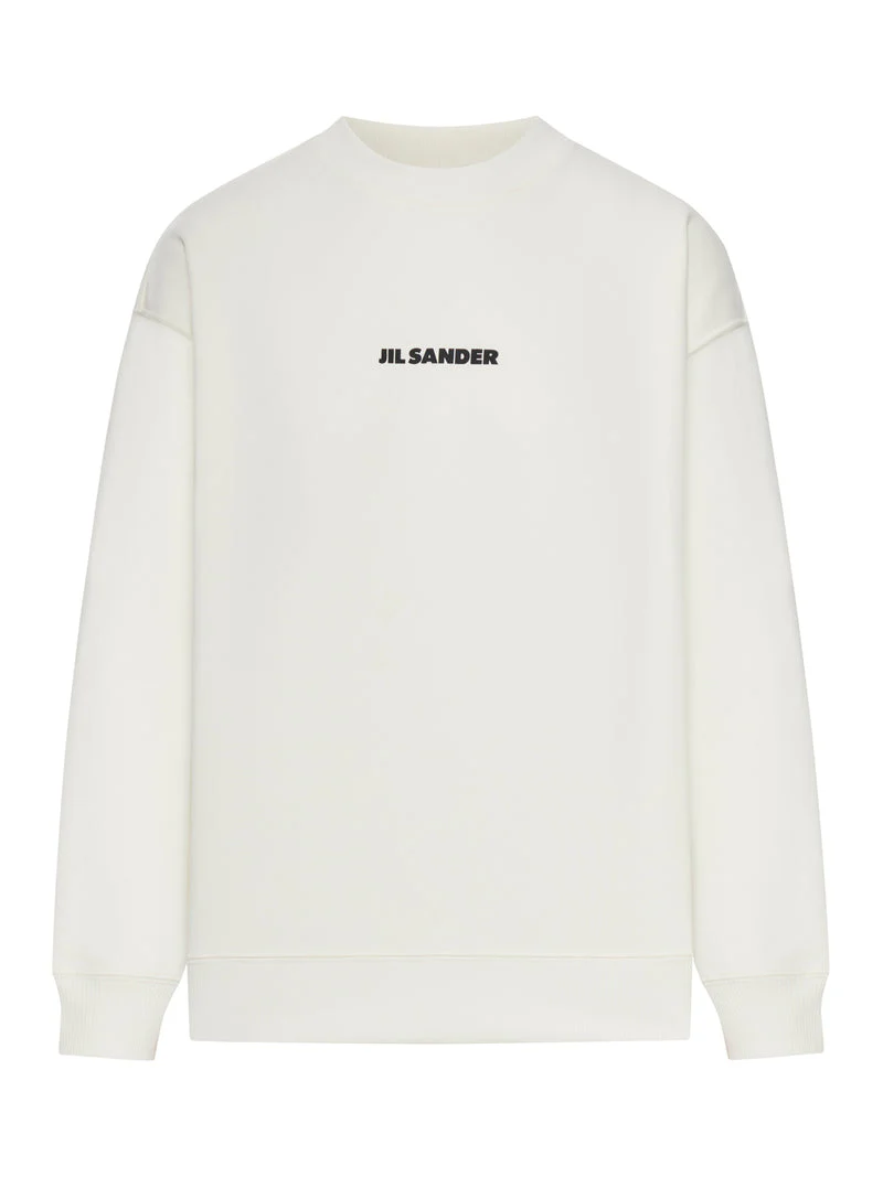 Jil Sander Women Crew Neck Cotton Sweatshirt With Logo