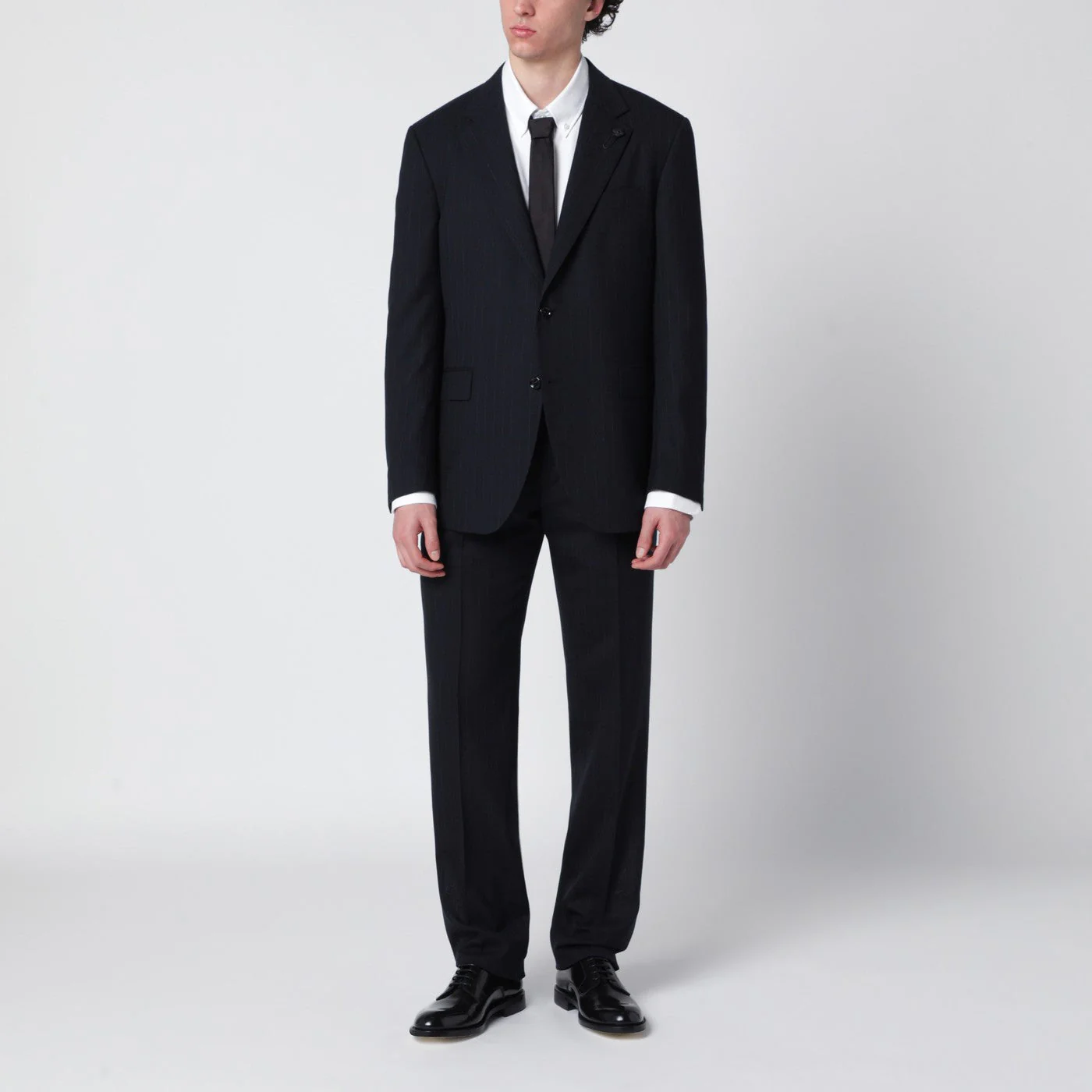 Lardini Blue Pinstripe Wool Single-Breasted Suit Men
