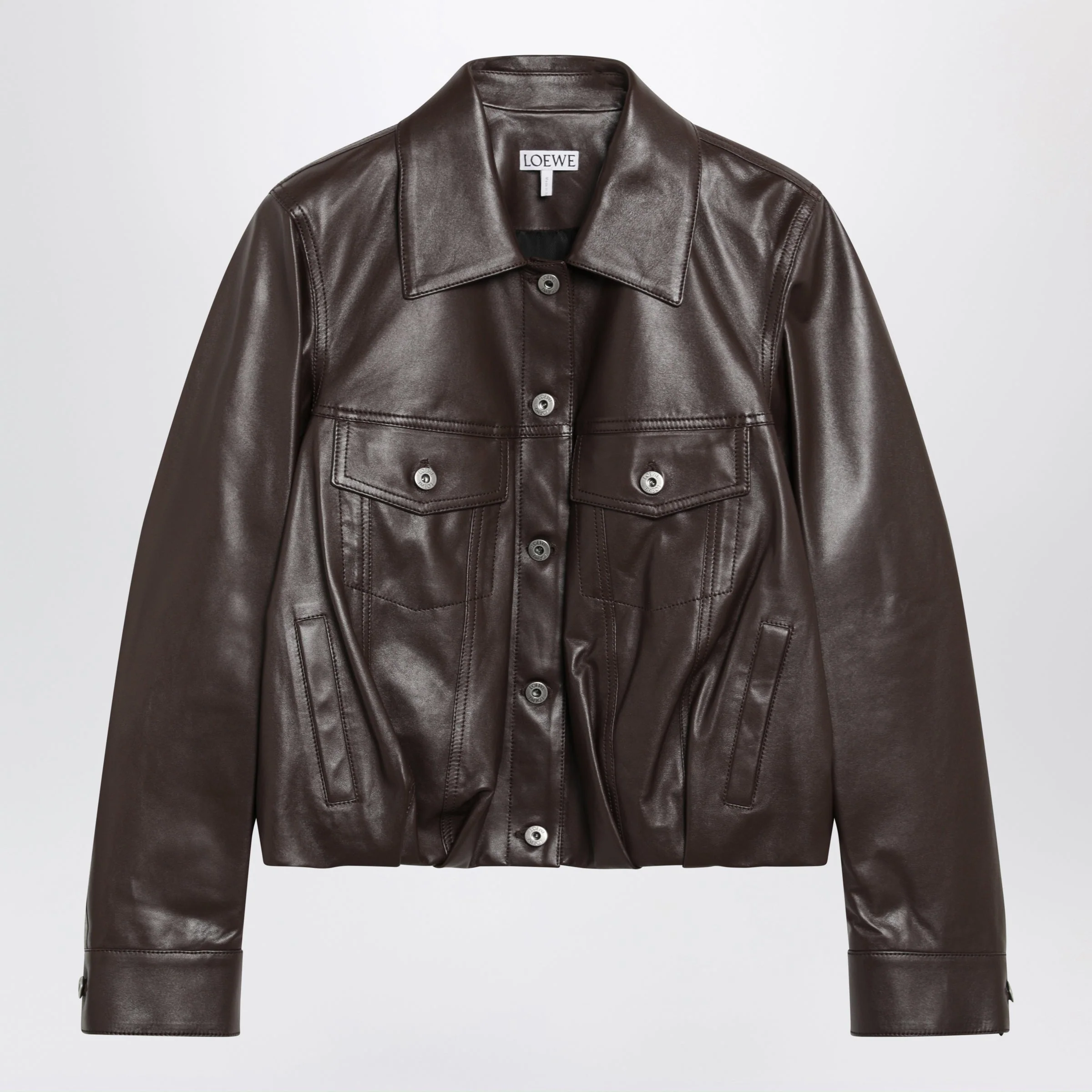 Loewe Brown Lamb Nappa Leather Jacket Women