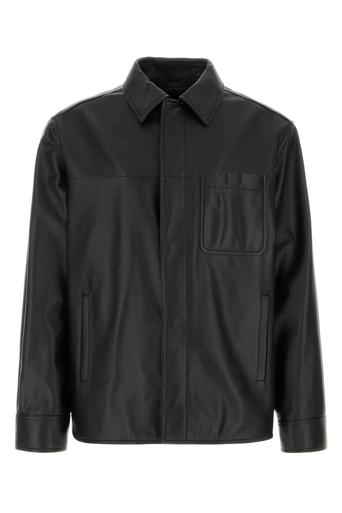 Loewe Men Black Leather Shirt