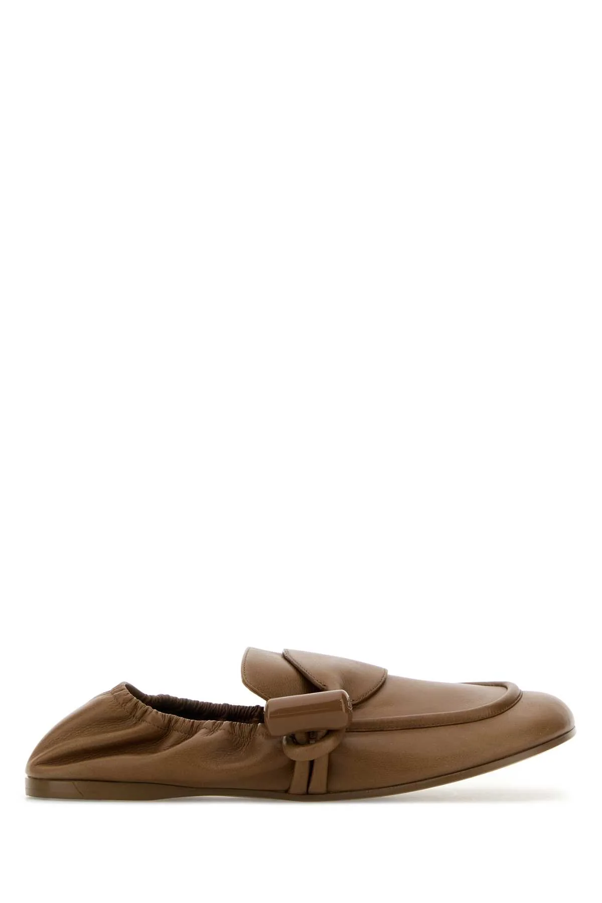 Loewe Women Camel Leather Toggle Loafers
