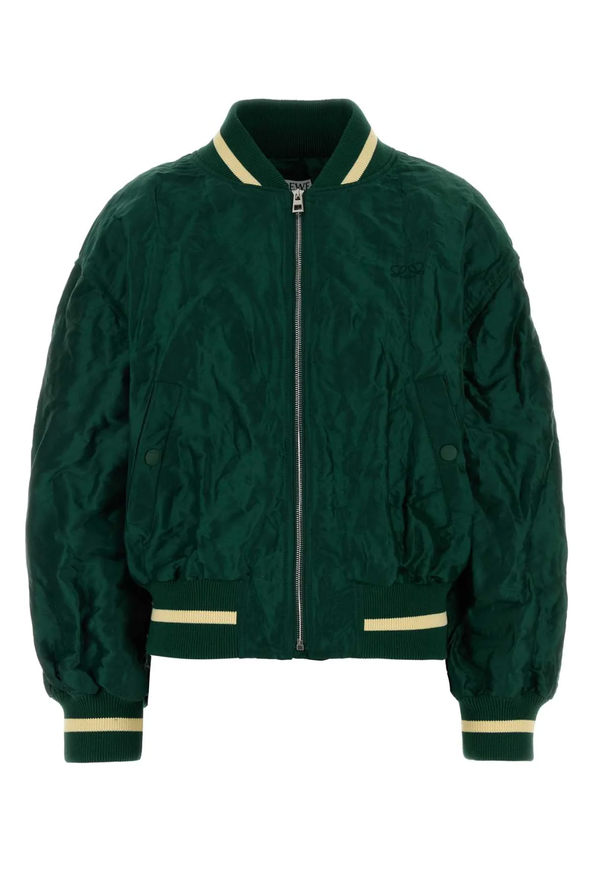 Loewe Women Dark Green Tech Fabric Bomber Jacket