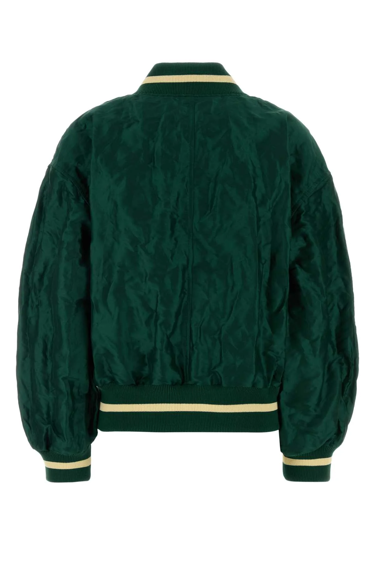 Loewe Women Dark Green Tech Fabric Bomber Jacket - Image 2