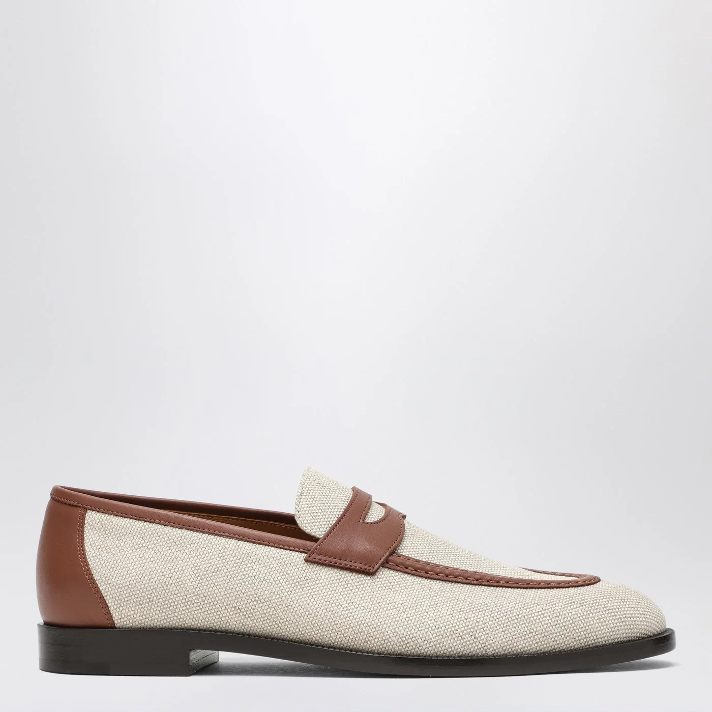 Loro Piana Sergio Loafers In Natural-Coloured Canvas And Leather Women