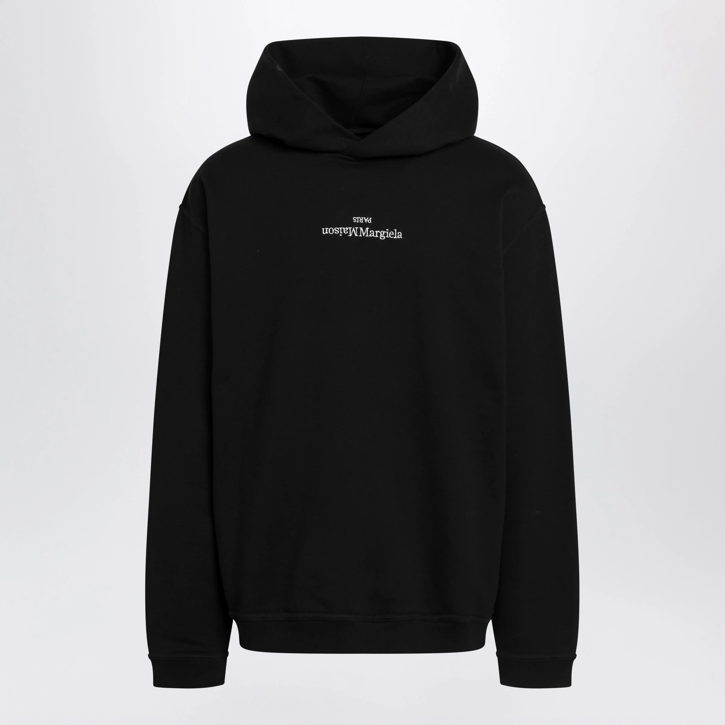 Maison Margiela Black Hoodie With Reversed Logo Men