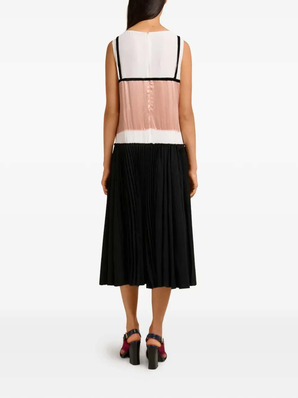 Marni Women Pleated Midi Dress With Bow - Image 4