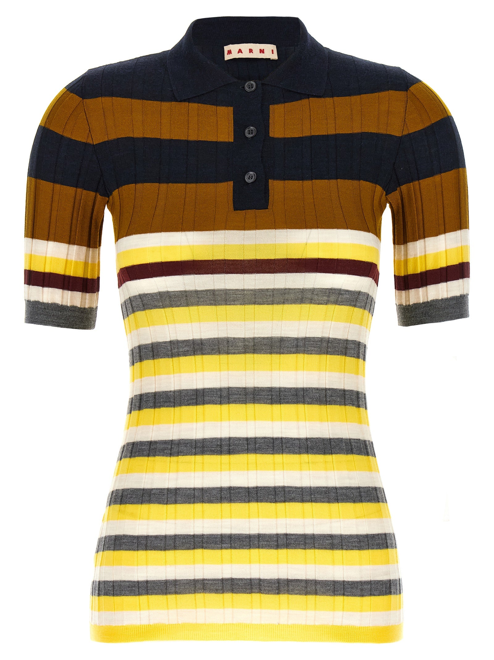 Marni Women Ribbed Wool Polo Shirt