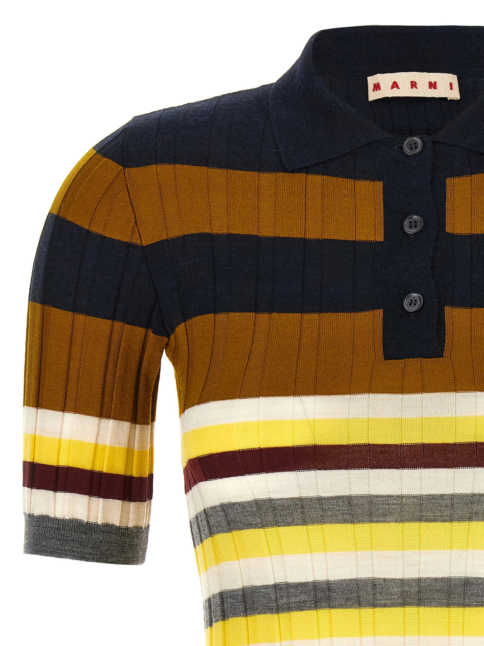 Marni Women Ribbed Wool Polo Shirt - Image 3