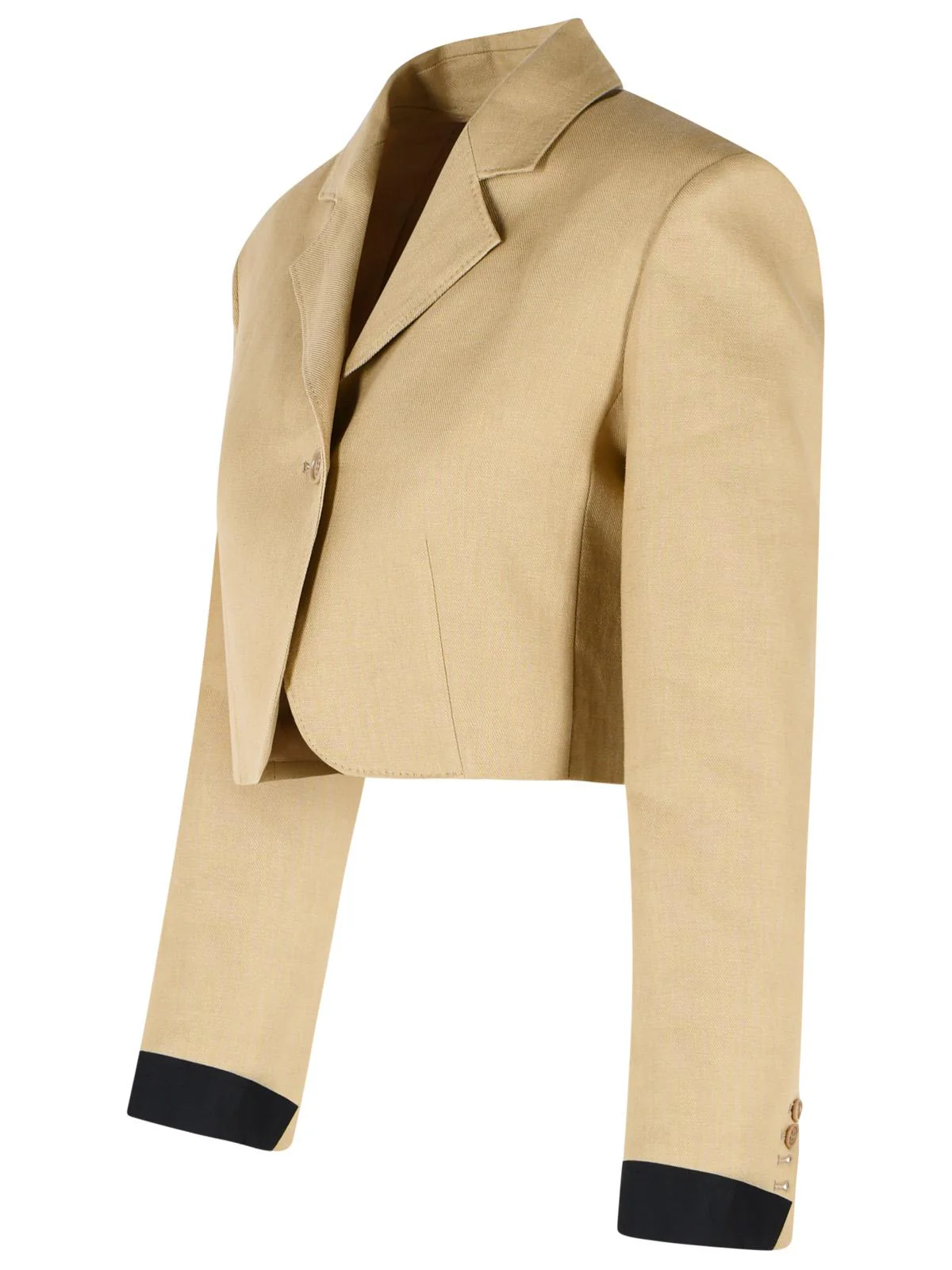 Max Mara 'Buono' Diagonal Cropped Jacket In Camel Linen Women - Image 2
