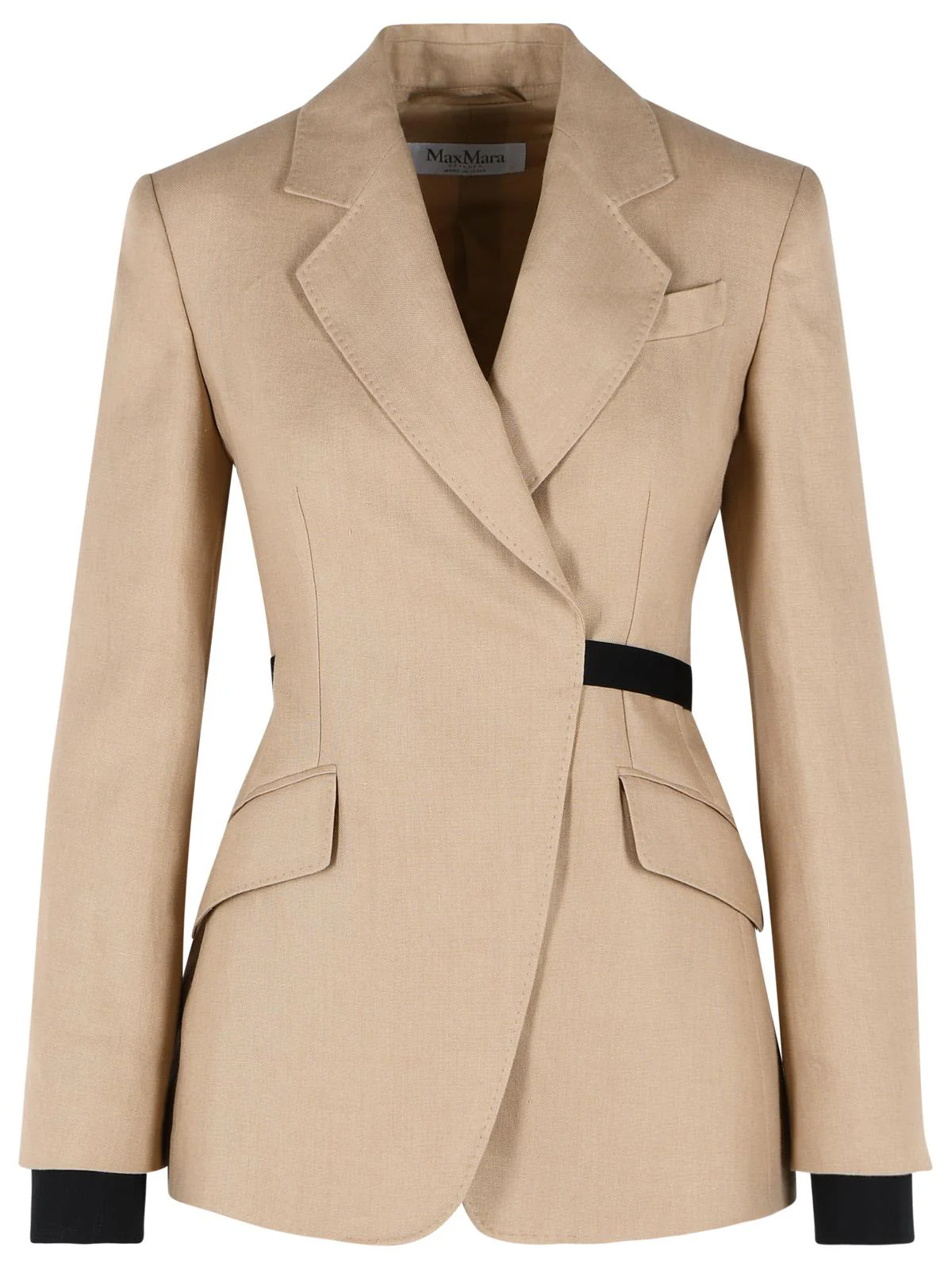 Max Mara 'Fionda' Double-Breasted Blazer In Pure Camel Linen Natté Women