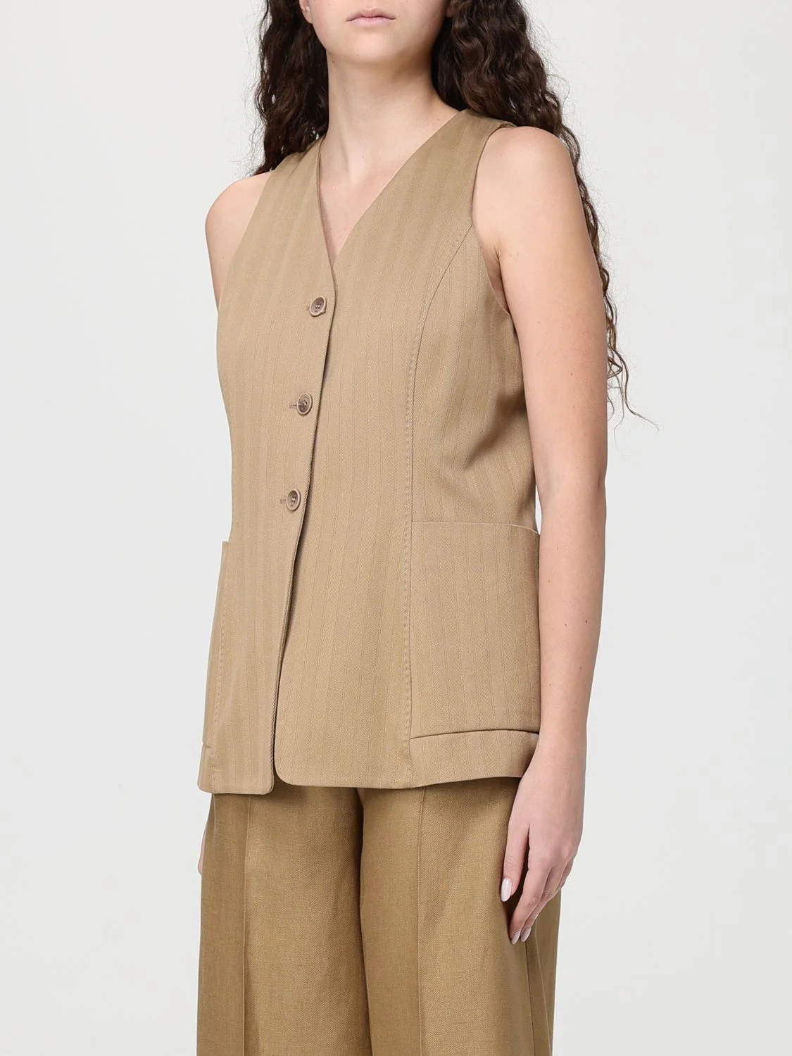 Max Mara Waistcoat Woman Beige - Image 4