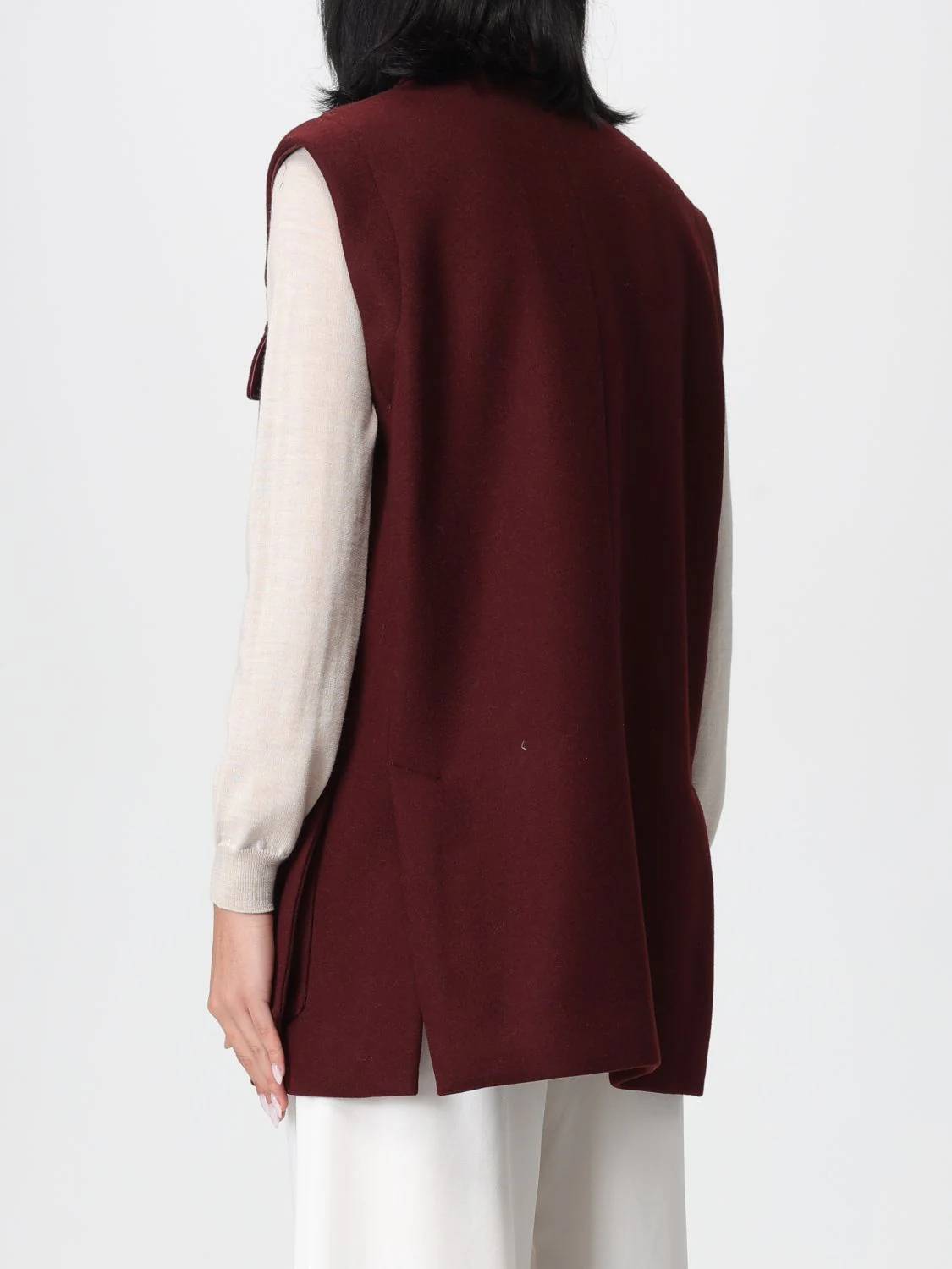 Max Mara Waistcoat Woman Burgundy - Image 3