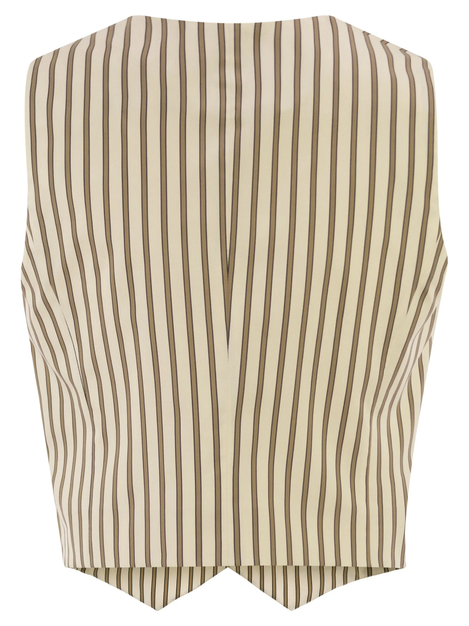 Max Mara Women Mxmfauno - Striped Cotton And Silk Canvas Waistcoat - Image 2
