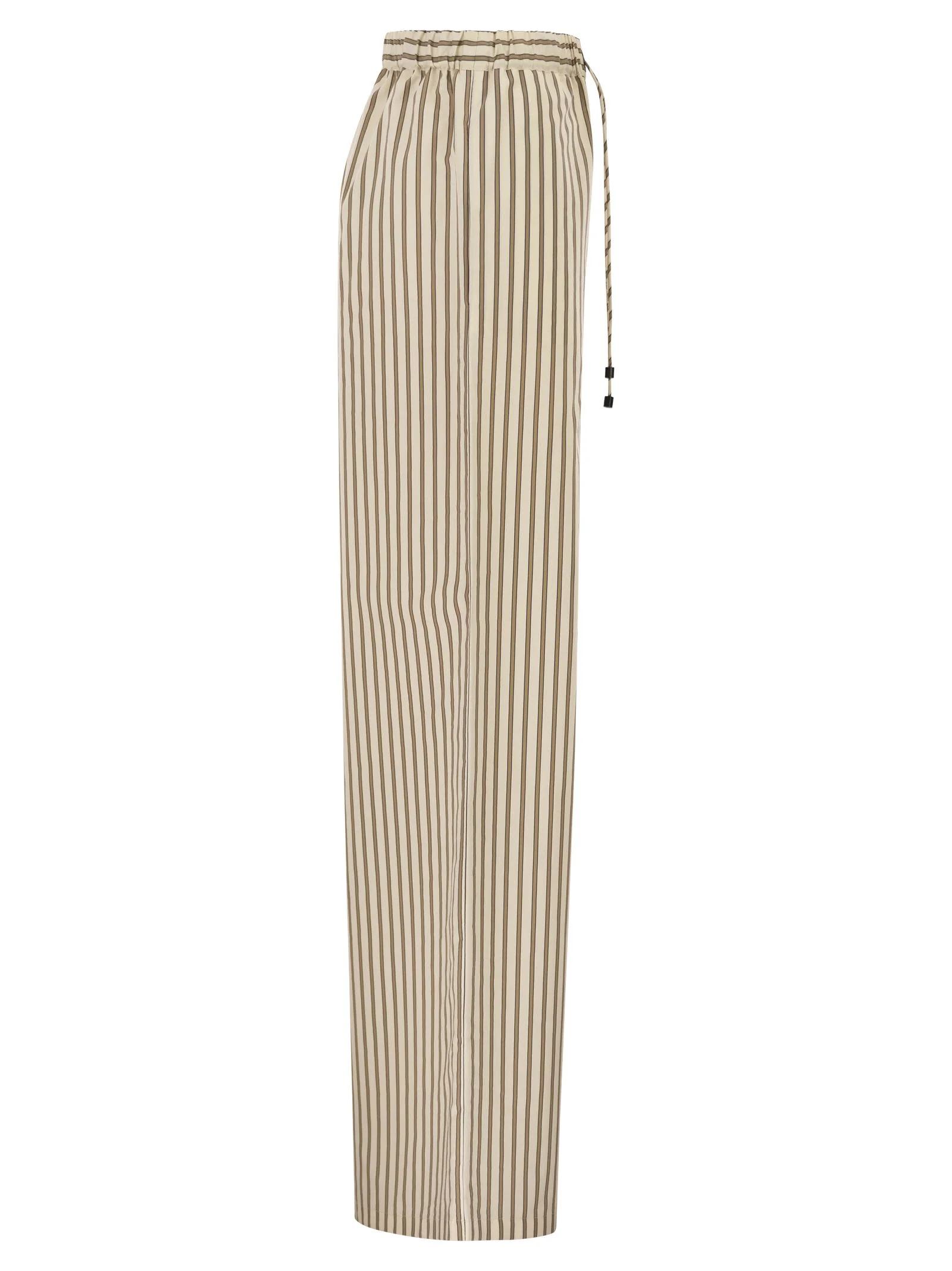 Max Mara Women Mxmordine - Wide-Leg Trousers In Striped Cotton And Silk Canvas - Image 3