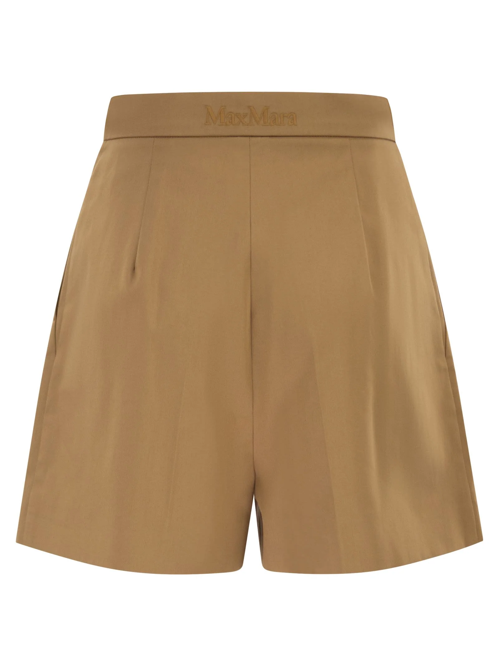 Max Mara Women Mxmtabacco - Stretch Cotton Satin Shorts - Image 2
