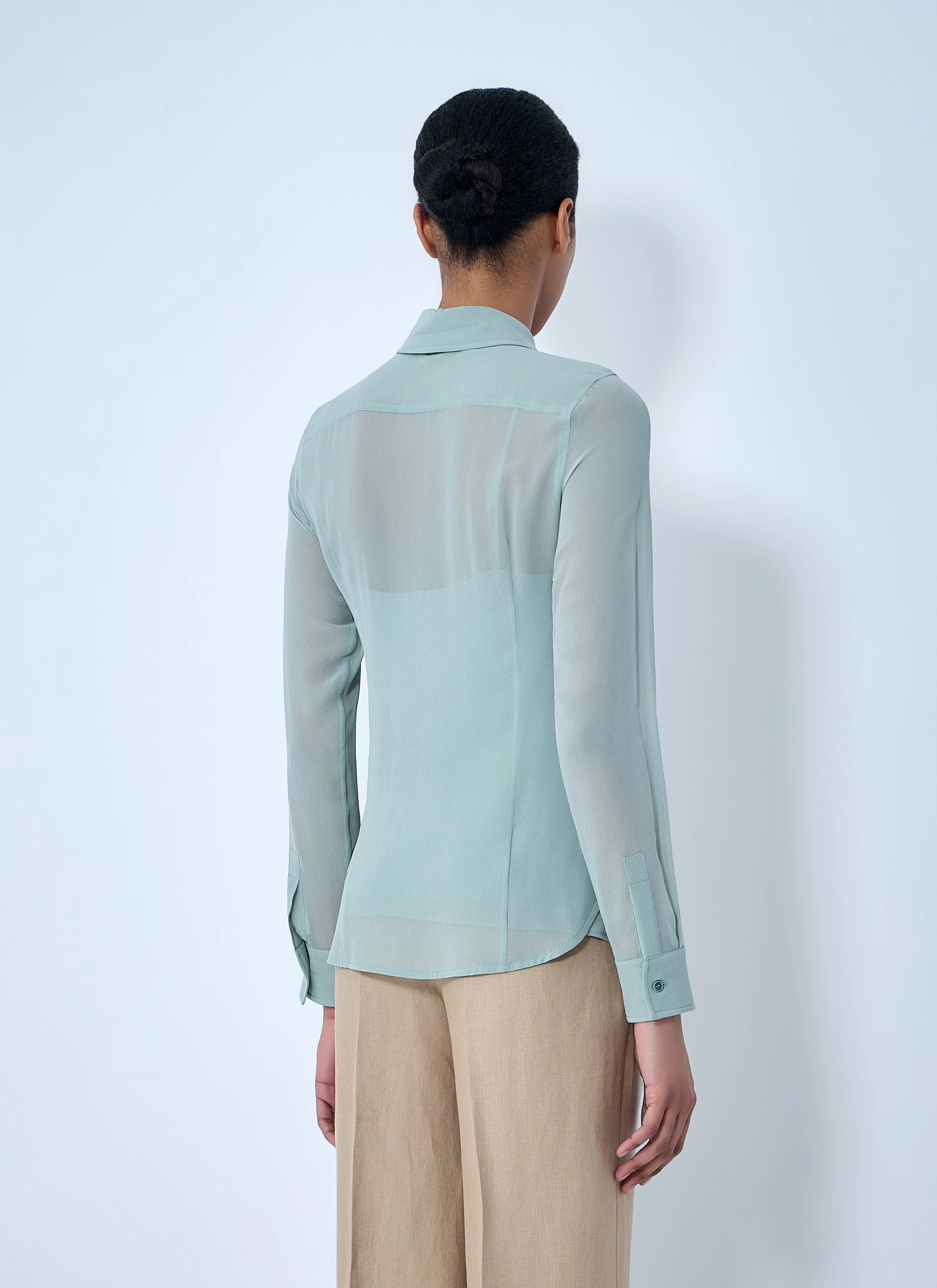 Max Mara Women Sheer Button-Down Blouse - Image 4