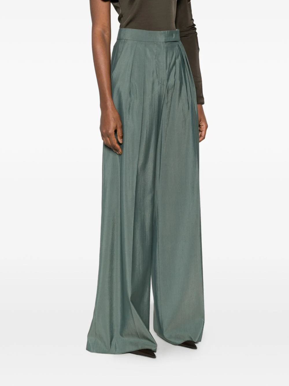Max Mara Women Wool Wide-Leg Trousers - Image 3