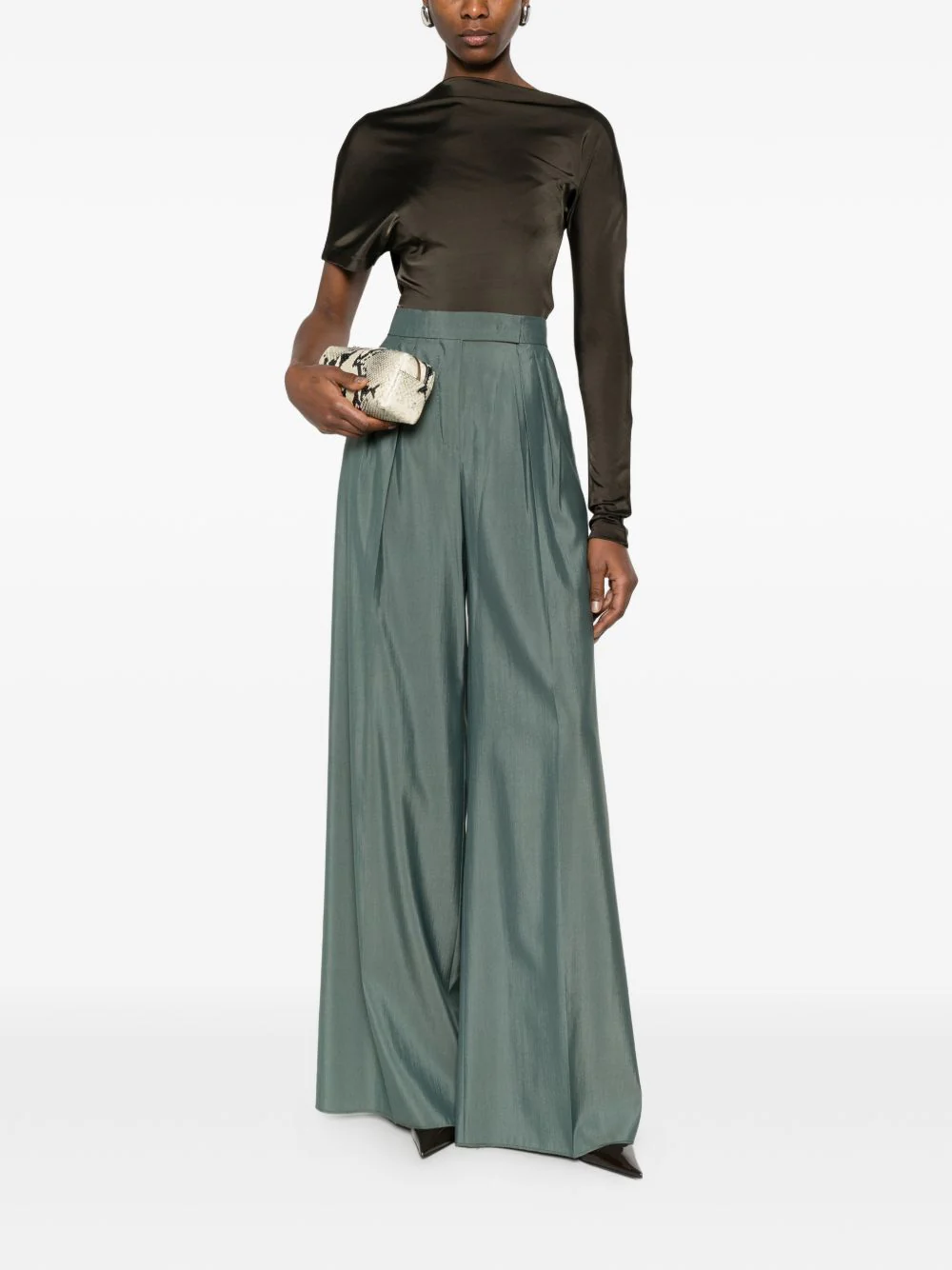 Max Mara Women Wool Wide-Leg Trousers - Image 5