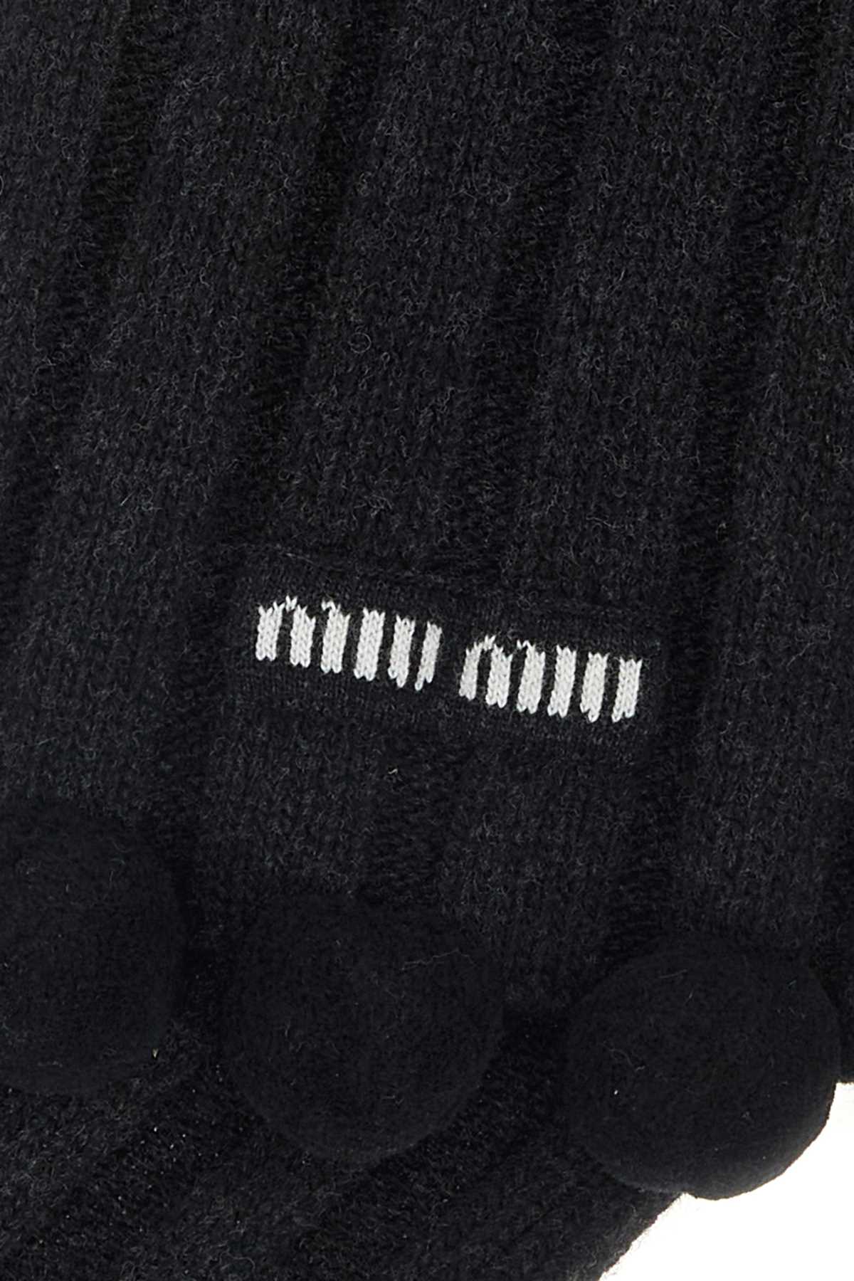 Miu Miu Women Charcoal Wool Blend Scarf - Image 2