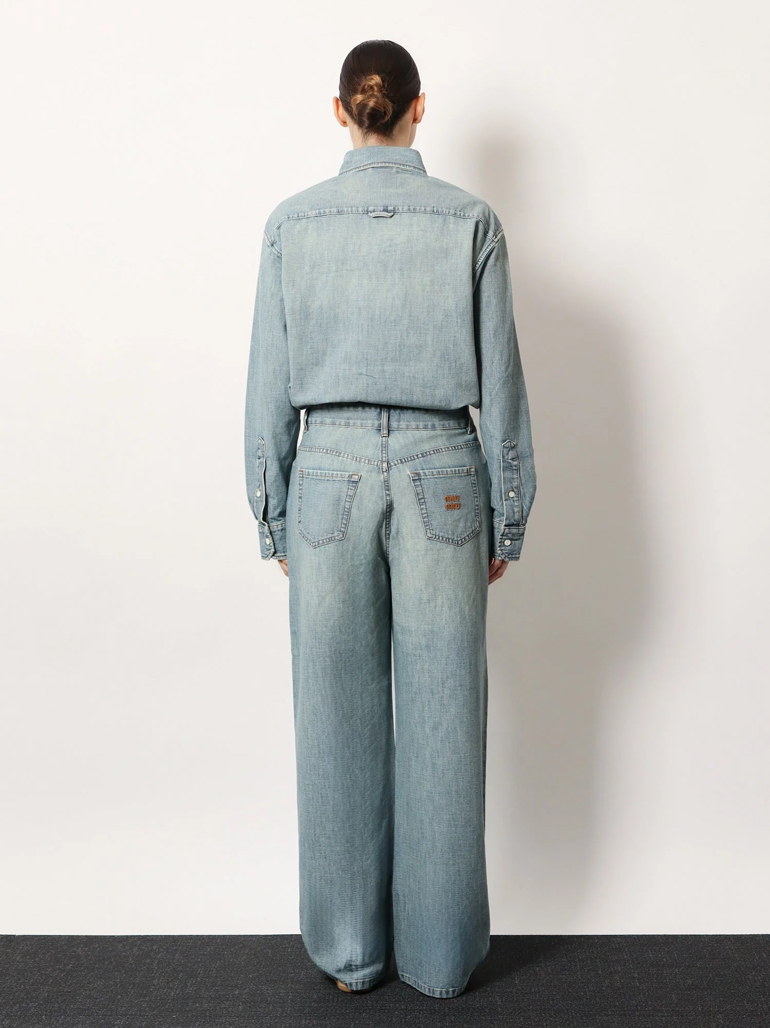 Miu Miu Women Cotton Jeans With Logo Lettering Embroidery - Image 3