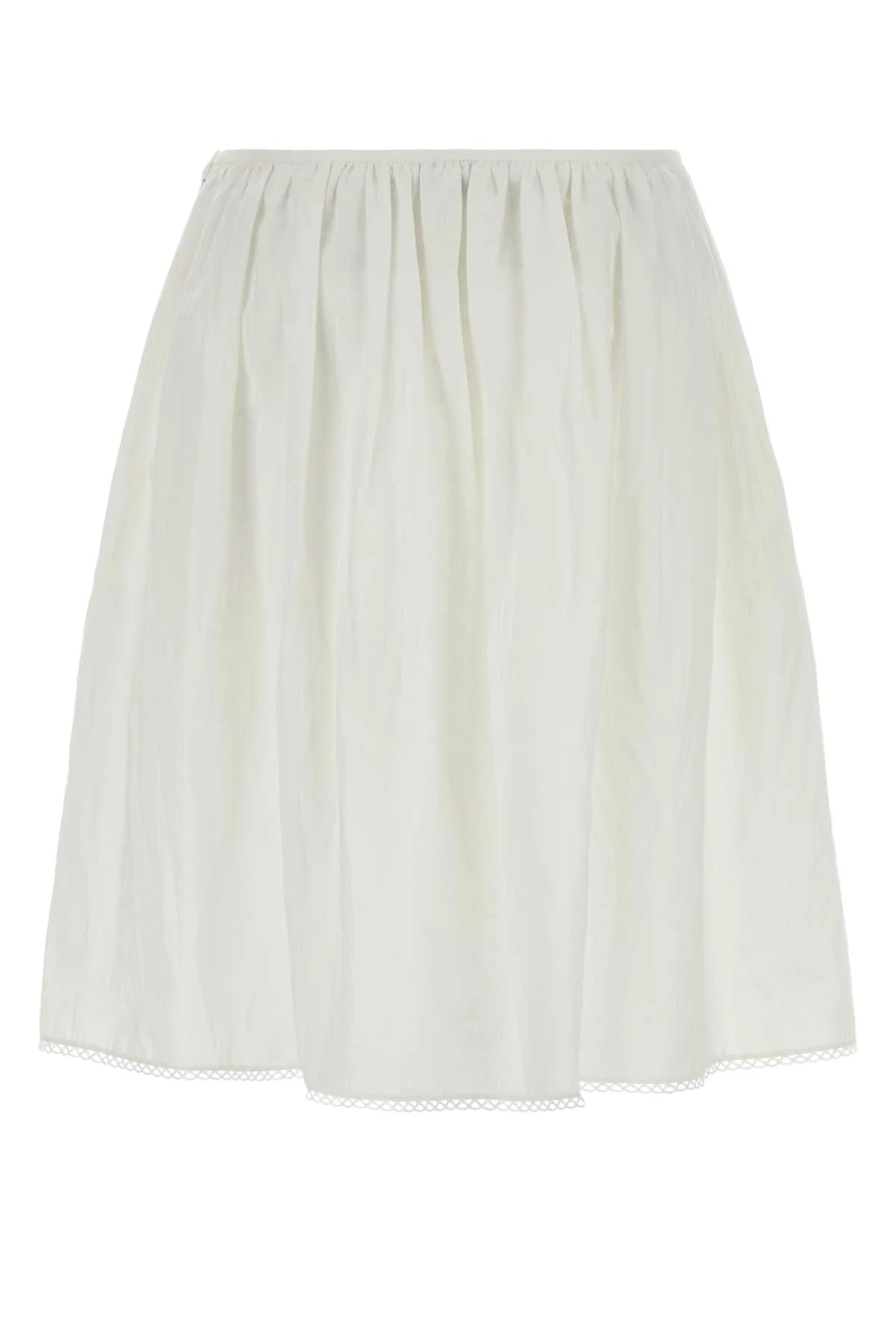 Miu Miu Women White Cotton Blend Skirt - Image 2