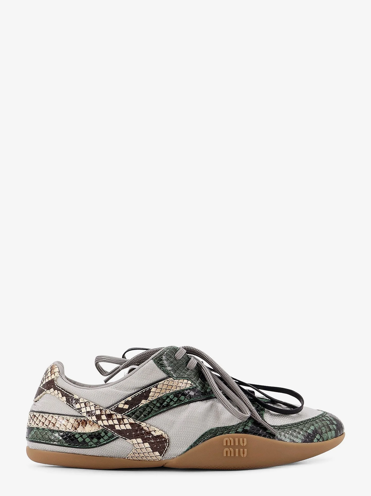 Miu Miu Women Gymnasium Technical Fabric And Python-Print Aisley Sneakers