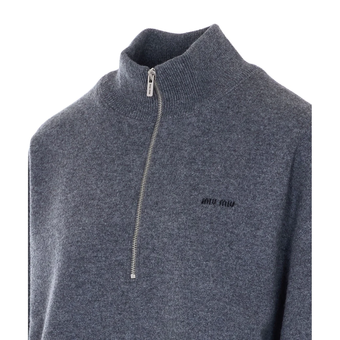 Miu Miu Women Half Zip Logo Sweater - Image 2