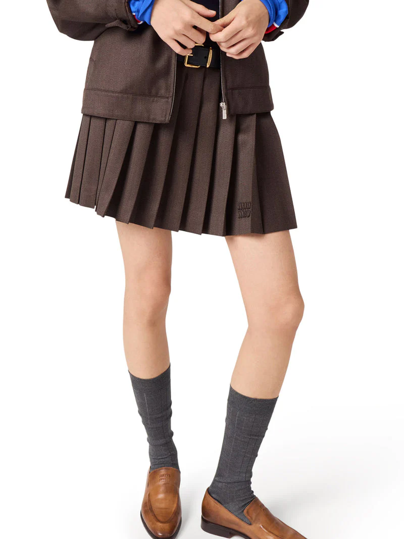 Miu Miu Women Pleated Mini Skirt In Cover Fabric - Image 3