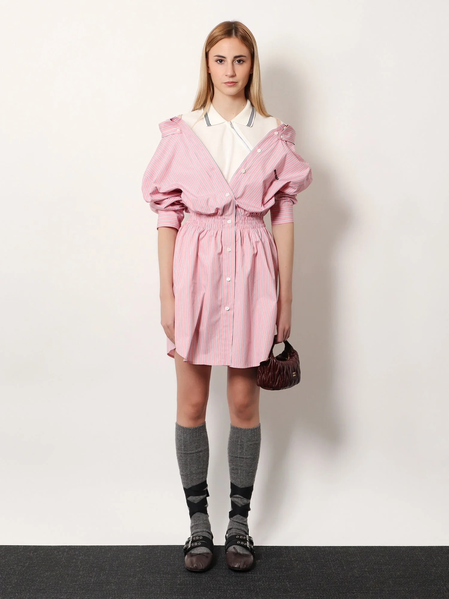 Miu Miu Women Striped Cotton Shirt Dress - Image 2