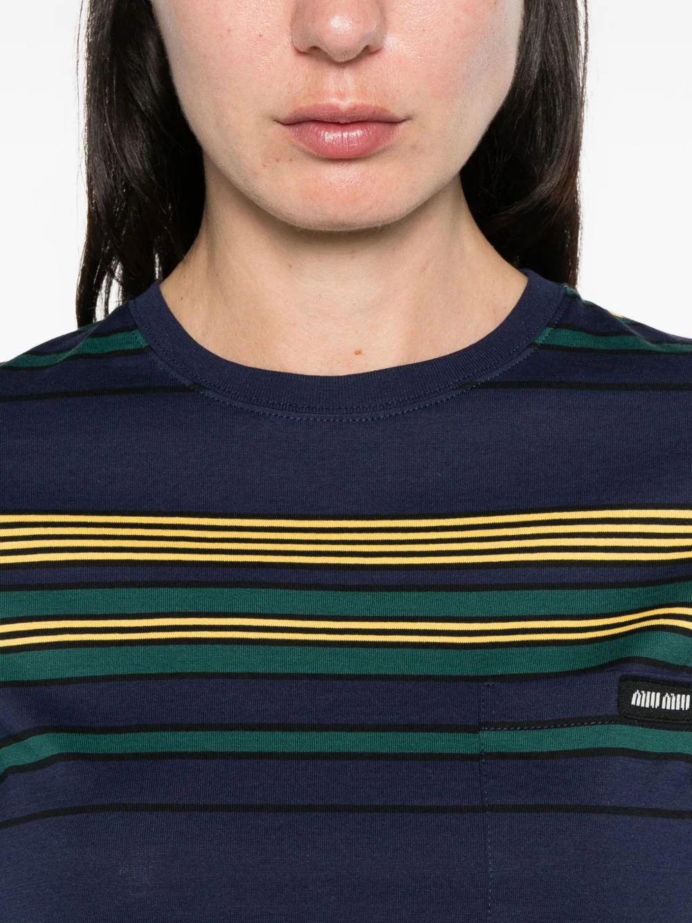 Miu Miu Women Striped Cotton T-Shirt - Image 3