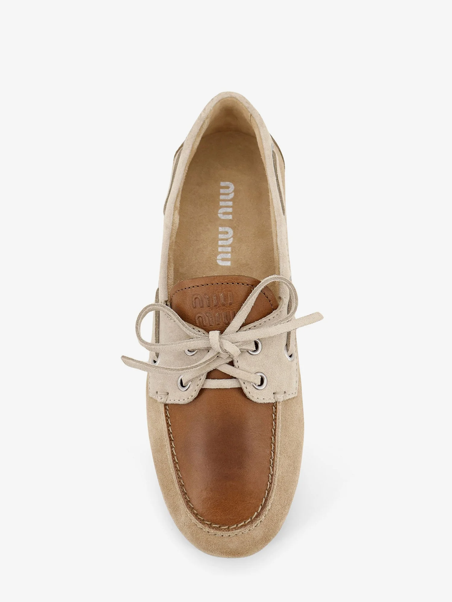 Miu Miu Women Suede Loafer With Leather Inserts - Image 5