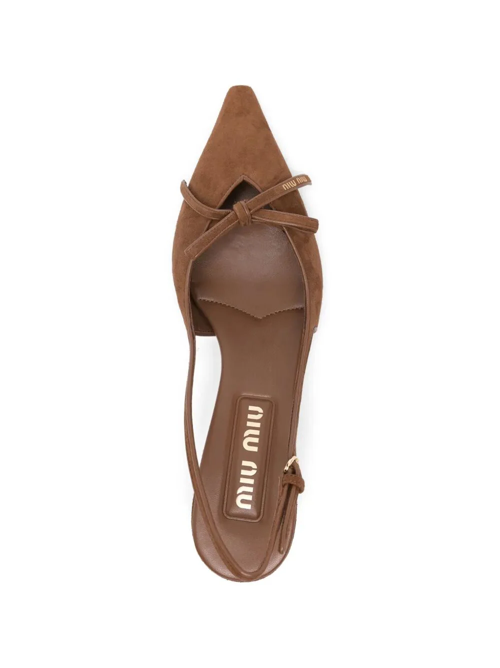 Miu Miu Women Suede Slingback Pumps With Bow - Image 4