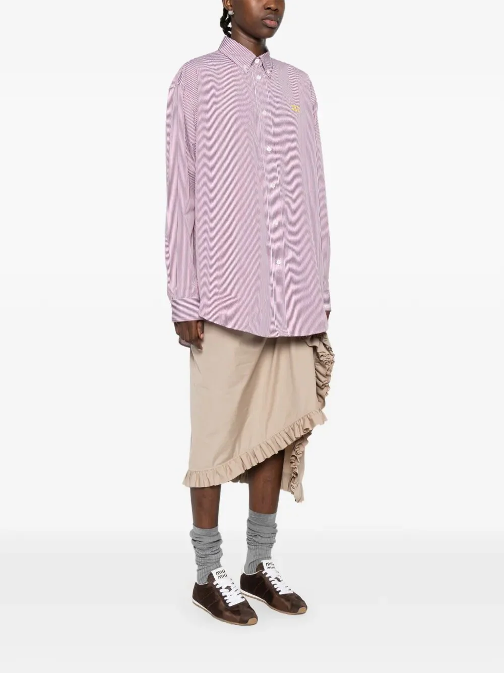Miu Miu Women Vertical Stripe Cotton Shirt - Image 2