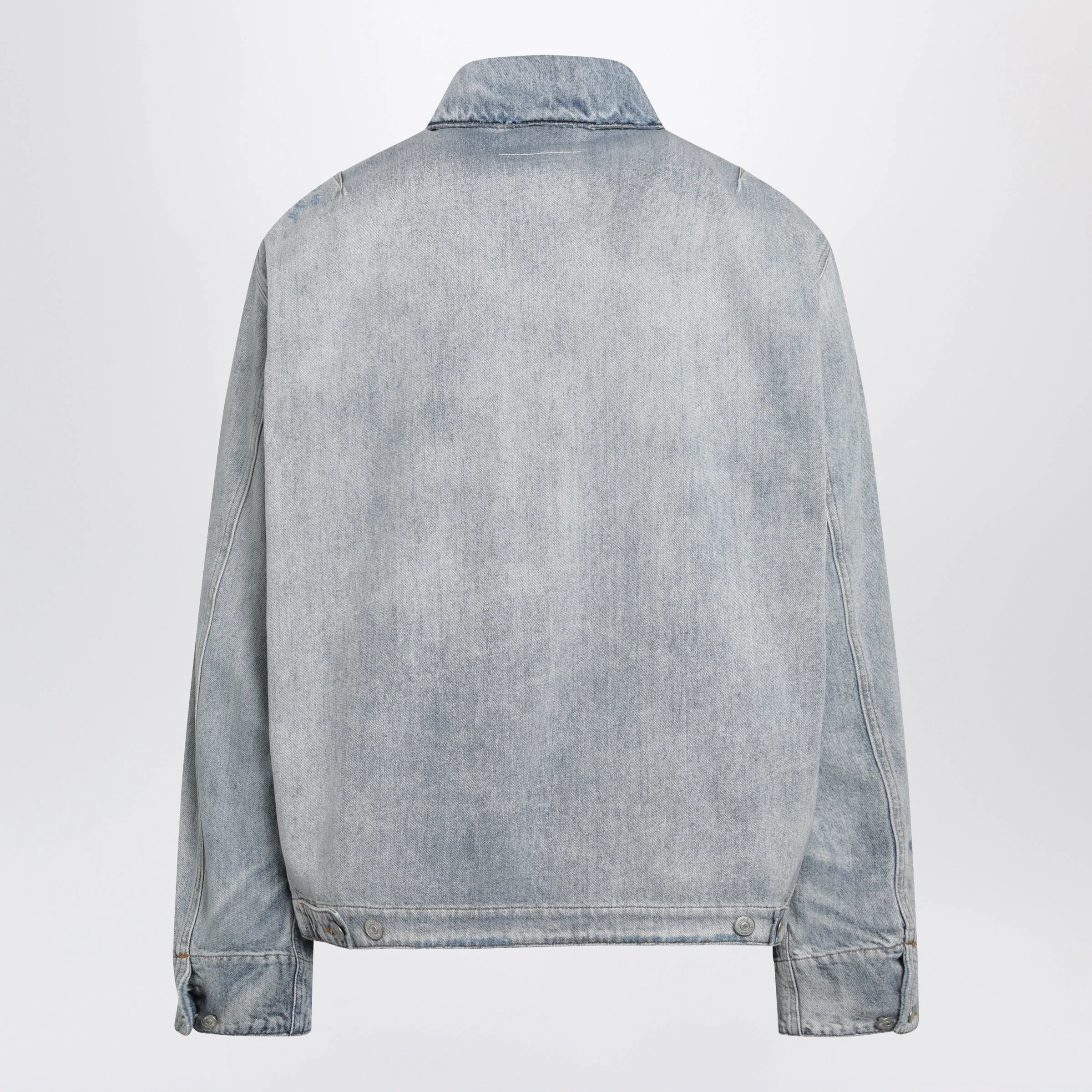 Mm6 Maison Margiela Washed Blue Zip-Up Denim Jacket Men - Image 2