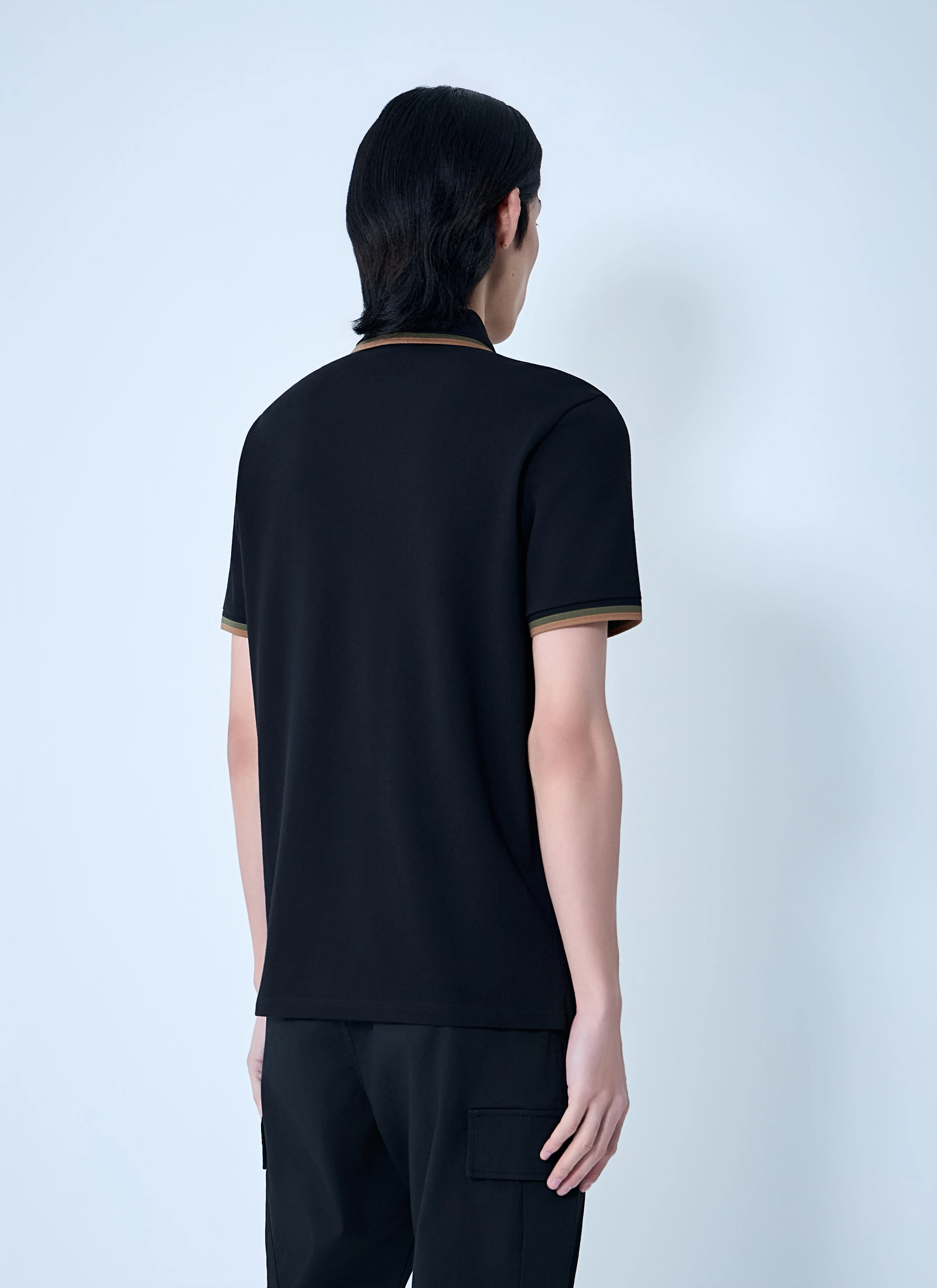 Moncler Men Polo Shirt With Ribbed Trims - Image 4
