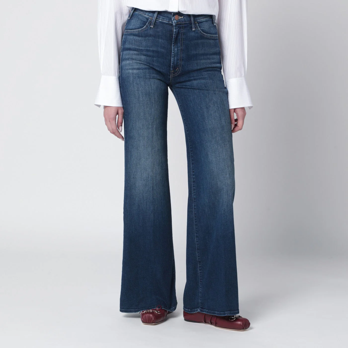 Mother Blue Flared Troublemaker Jeans Women