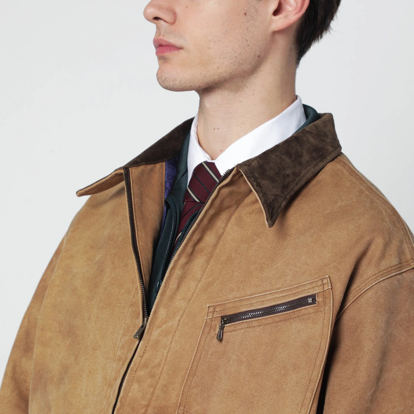 Needles Brown Cotton Zip Jacket Men - Image 2