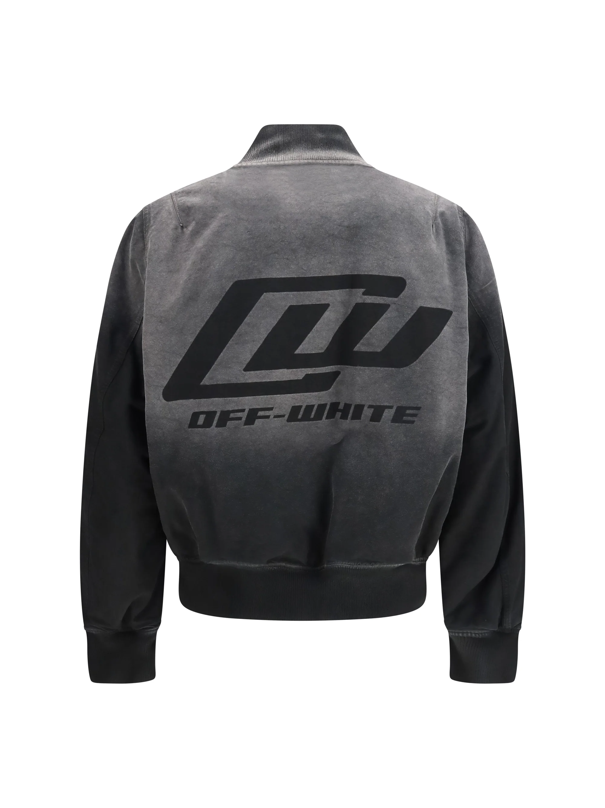Off-White Men Washed Denim Bomber Jacket - Image 2