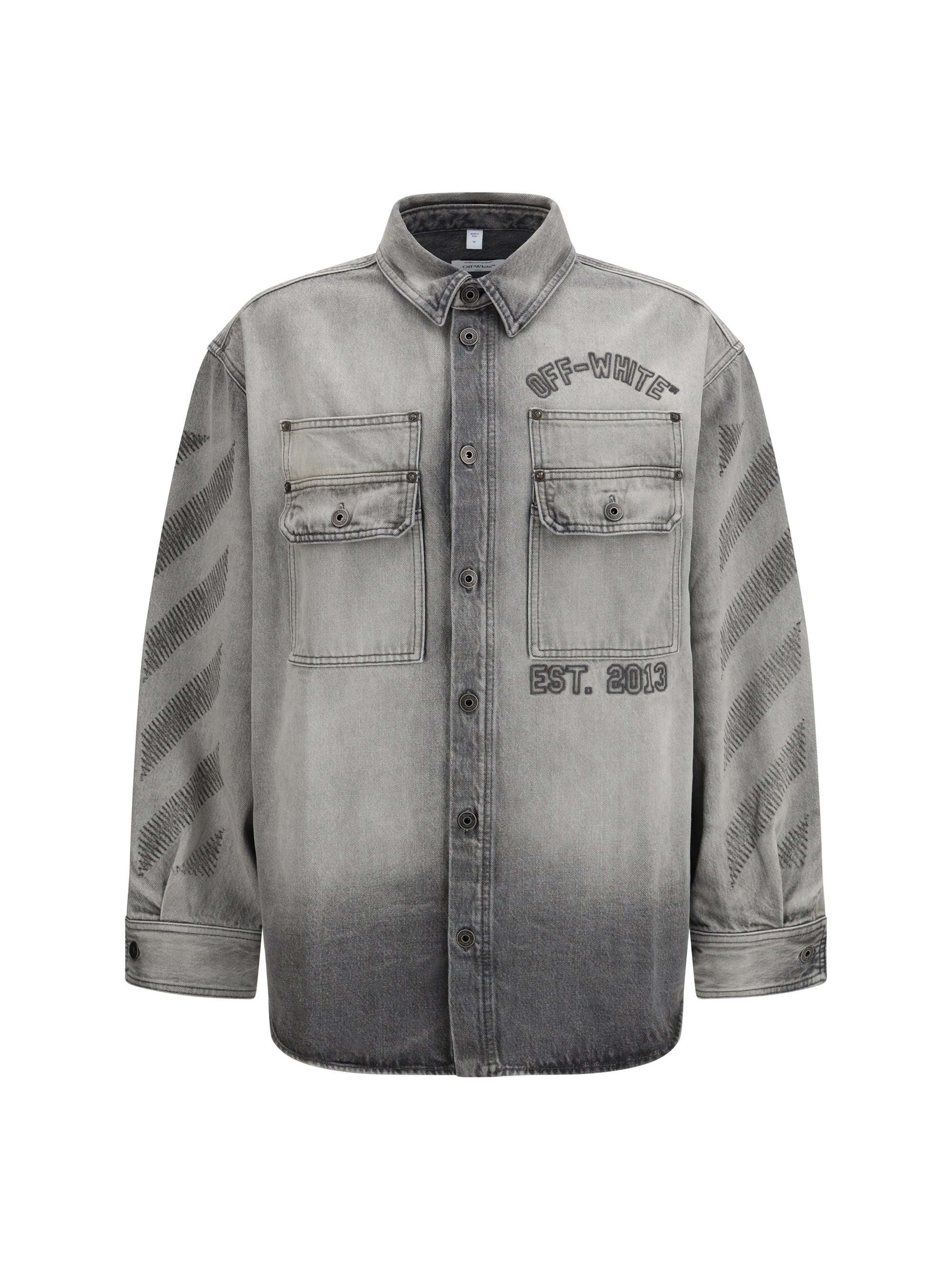 Off-White Men Diag Military Overshirt In Denim