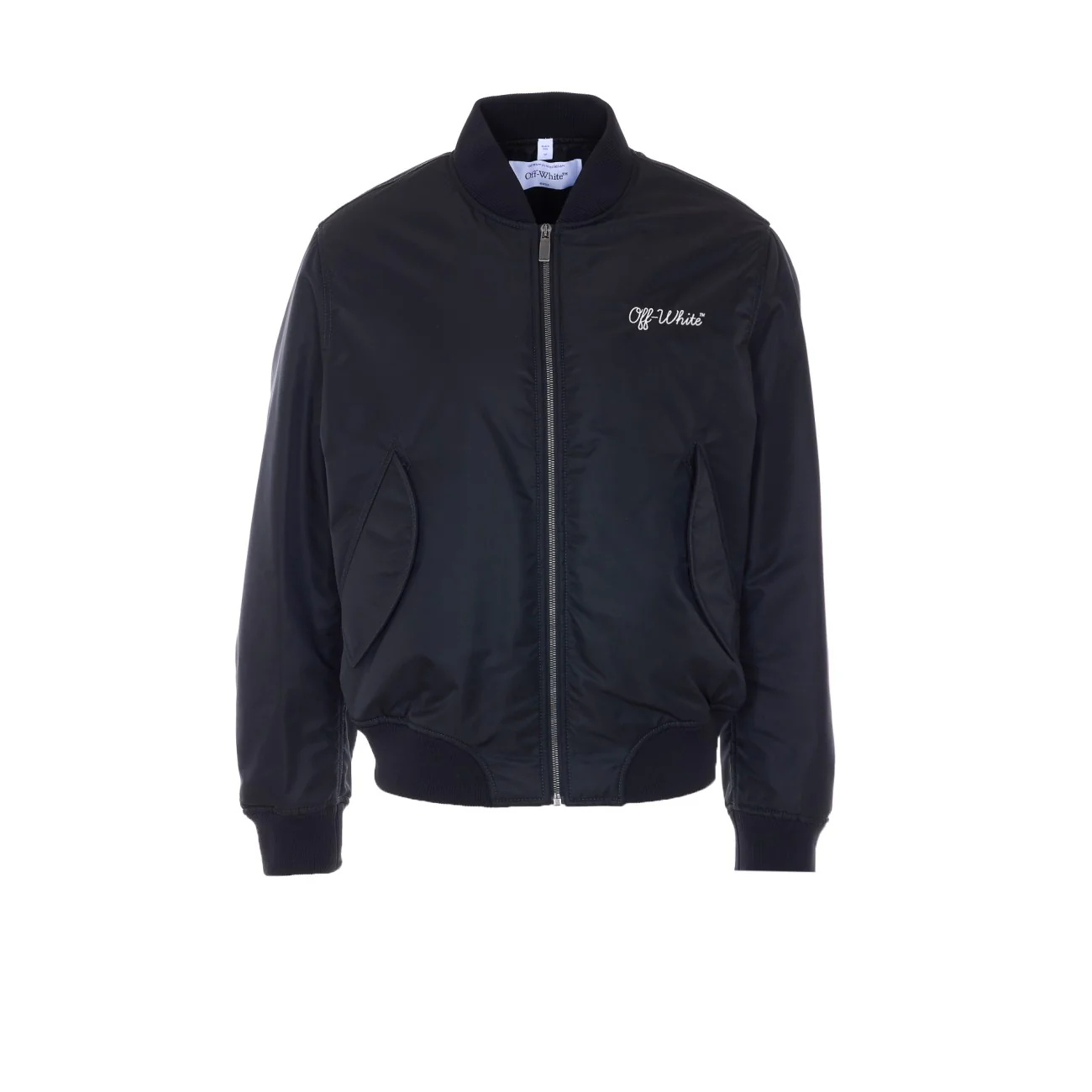 Off White Men Script Logo Varsity Bomber