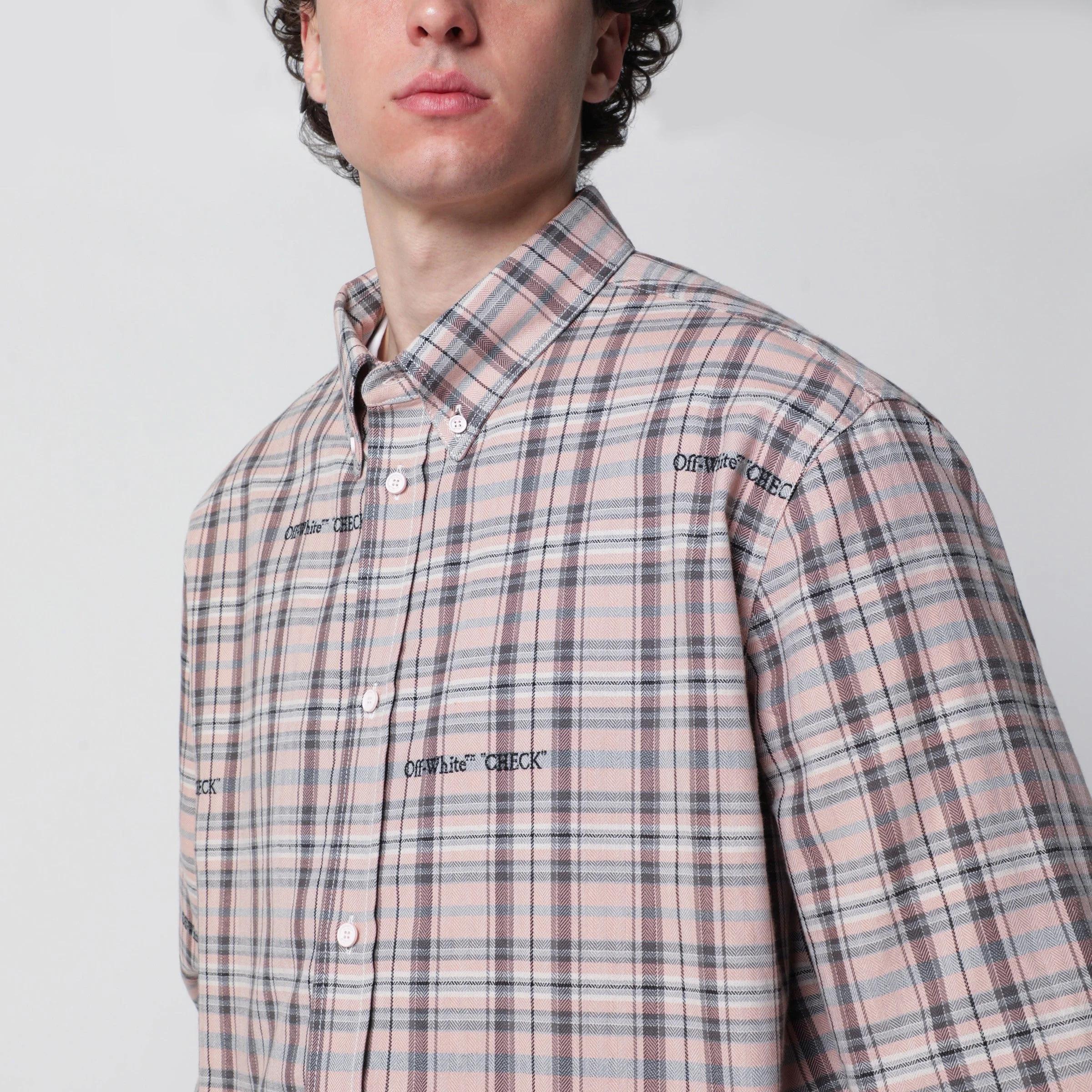Off-White Pink Check-Pattern Shirt With Logos Men - Image 2