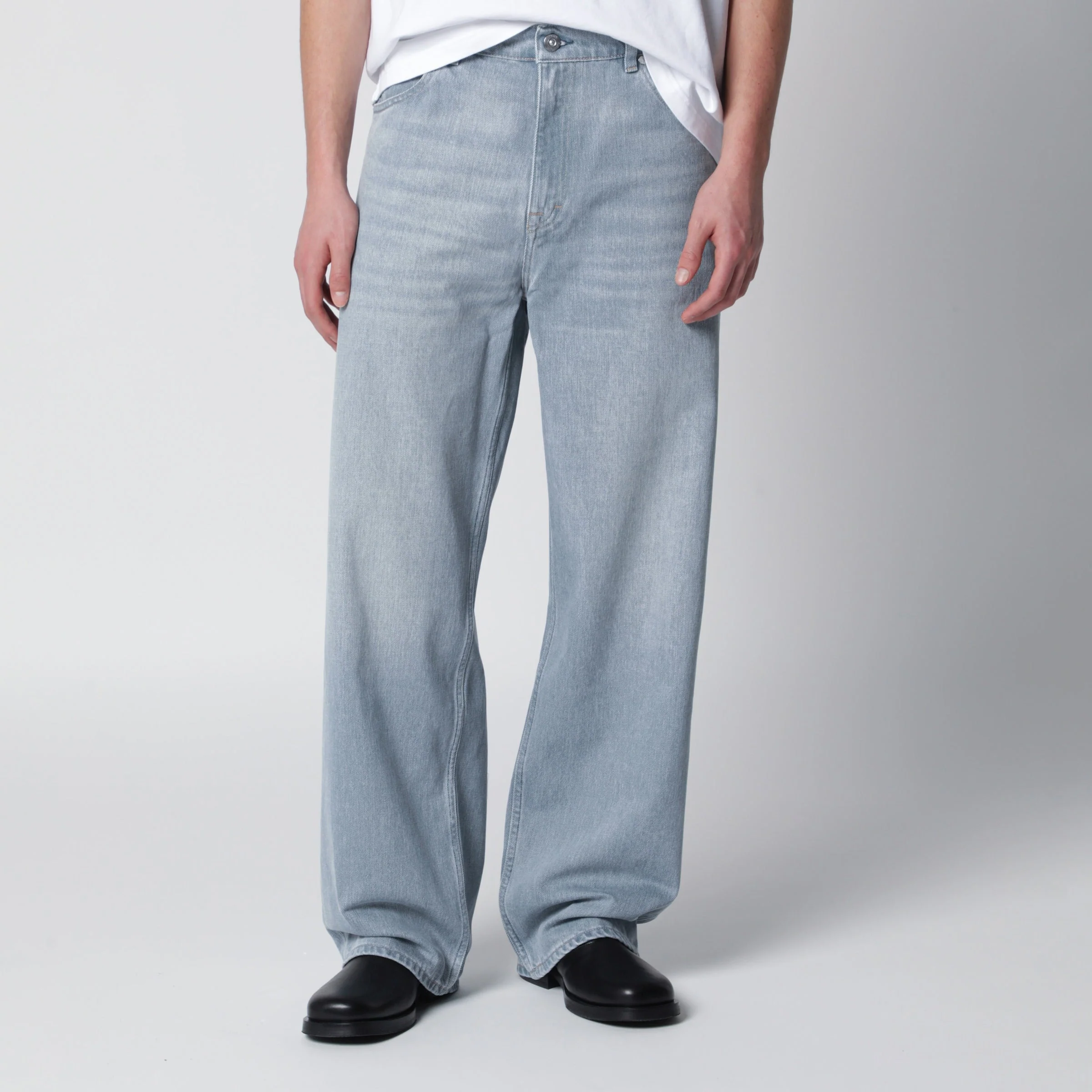 Our Legacy Vast Cut High-Waisted Wide-Leg Cotton Denim Jeans In Pale Coast Wash Blue Men