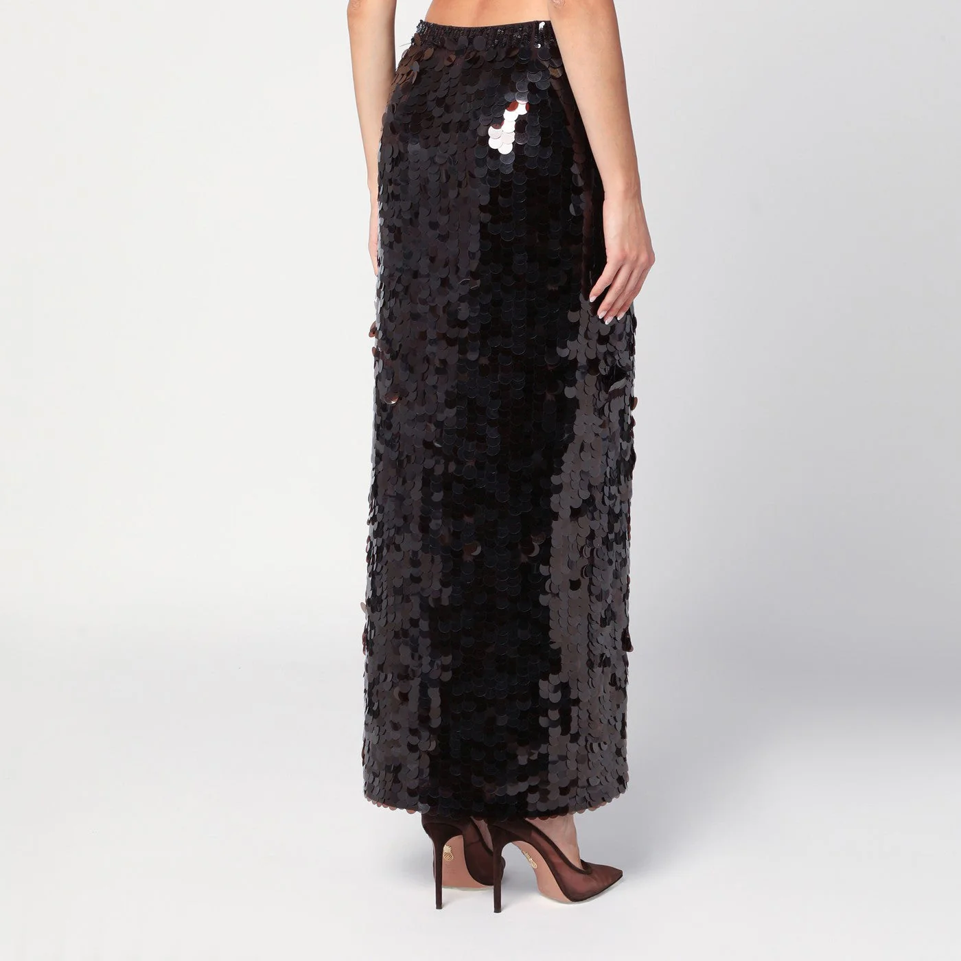 P.A.R.O.S.H. Brown Sequinned Skirt With Slit Women - Image 2