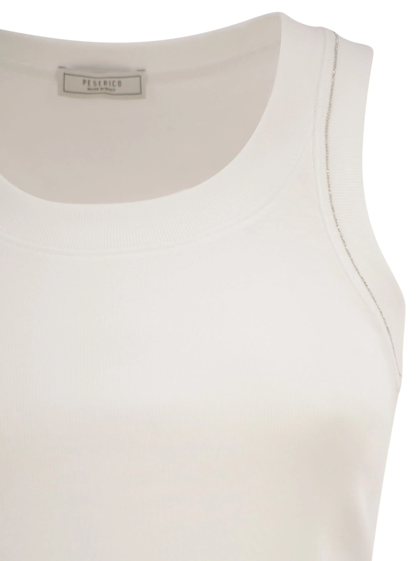 Peserico Women Cotton Jersey Vest Top With Shiny Thread - Image 4