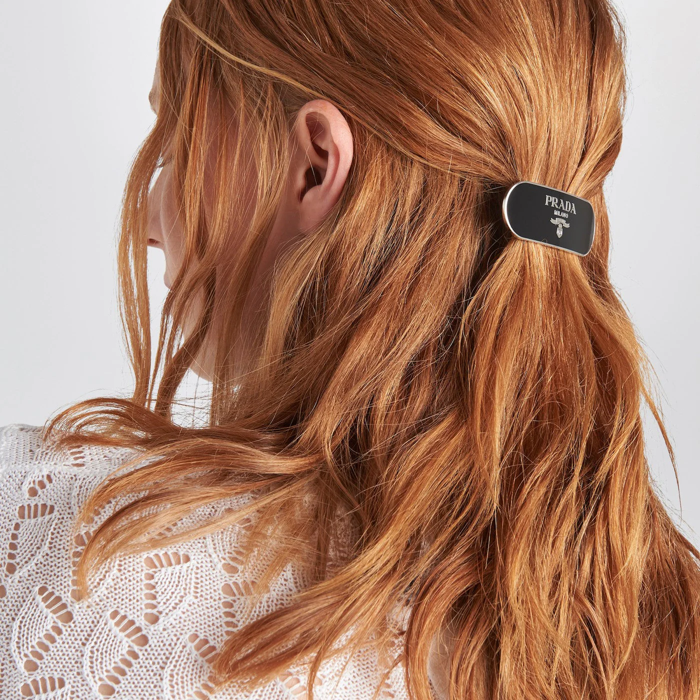 Prada Black Metal Hair Clip Women - Image 2